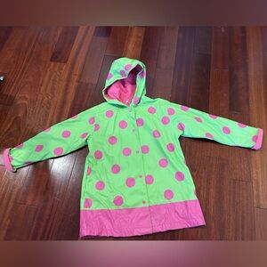 Hartstrings Pink & Green Girls Raincoat Vibrant Colorful Spring Hooded Pockets